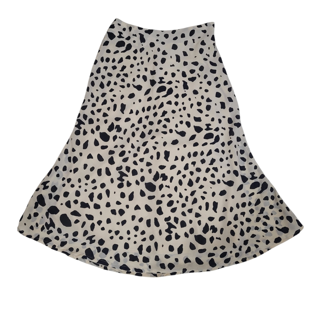 Japna Cream Black Spotted Animal Print Cheetah Midi Trumpet Skirt Size Medium - Picture 2 of 10